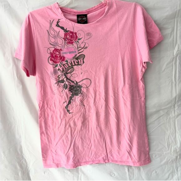 Harley-Davidson Pink Short Sleeve Tee Big Moose Portland ME SZ 1X Worn 1X - Picture 9 of 9